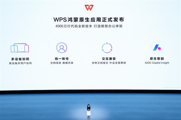  WPS鸿蒙原生版正式发布：一年铸就4000万代码奇迹  加大AI和协同办公创新