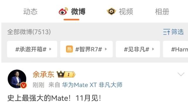 华为Mate70定档11月 史上最强大Mate即将亮相