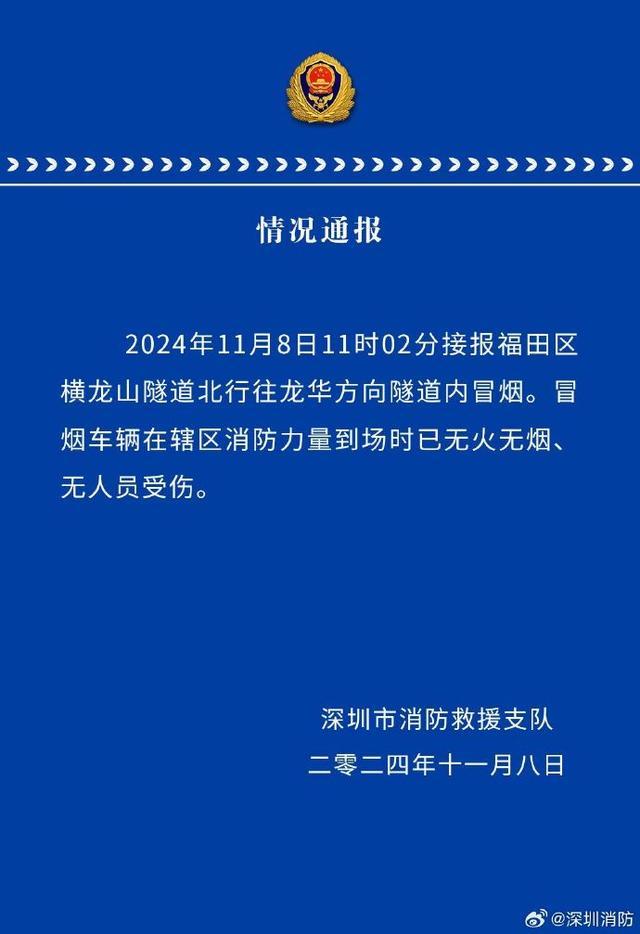 货车隧道内故障冒烟 无人受伤被困 交通逐步恢复