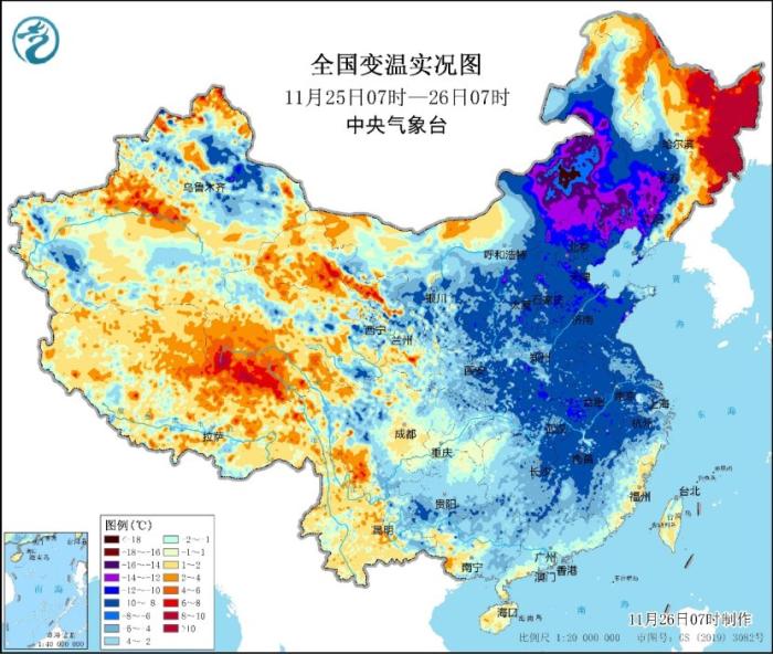 寒潮冻彻中东部地区 东北大部迎来强降雪